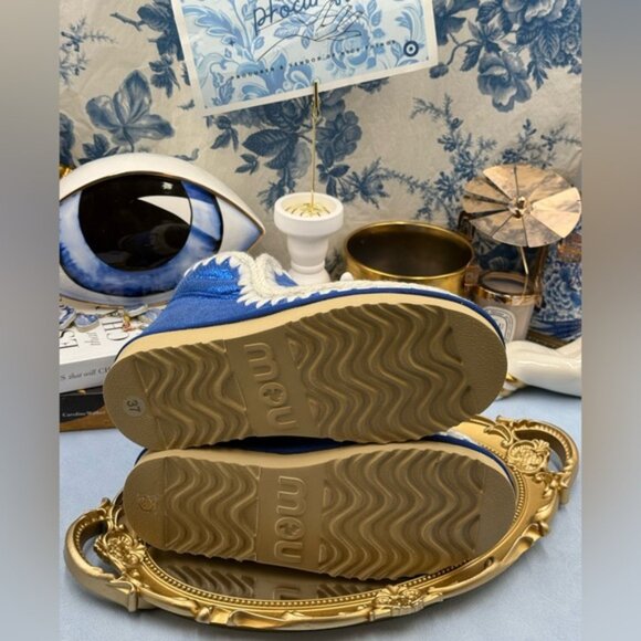 🆕 MOU 🧿 NWOT WOB Metallic Stingray Effect Blue Eskimo Ankle Boot, Sz EU 37 - Picture 12 of 13